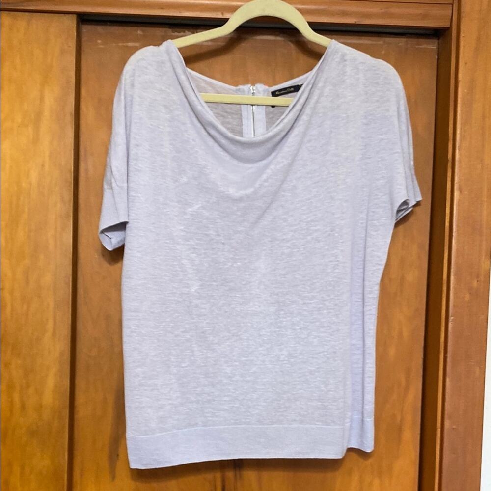 Massimo Dutti Gray 100% Linen Top Back Zipper & Orange Tribal Sequins Details- L